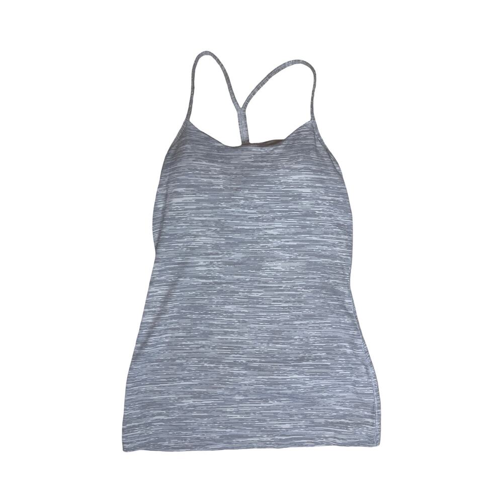 Lululemon Power Y Tank Top Size 6 Gray Space Dye Built In Shelf Bra Yoga Workout